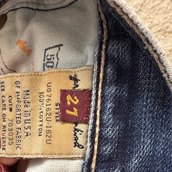 Sz 27 Vintage 7 For All Mankind Blue Distressed Flare Jeans 100% cotton - Picture 5 of 7